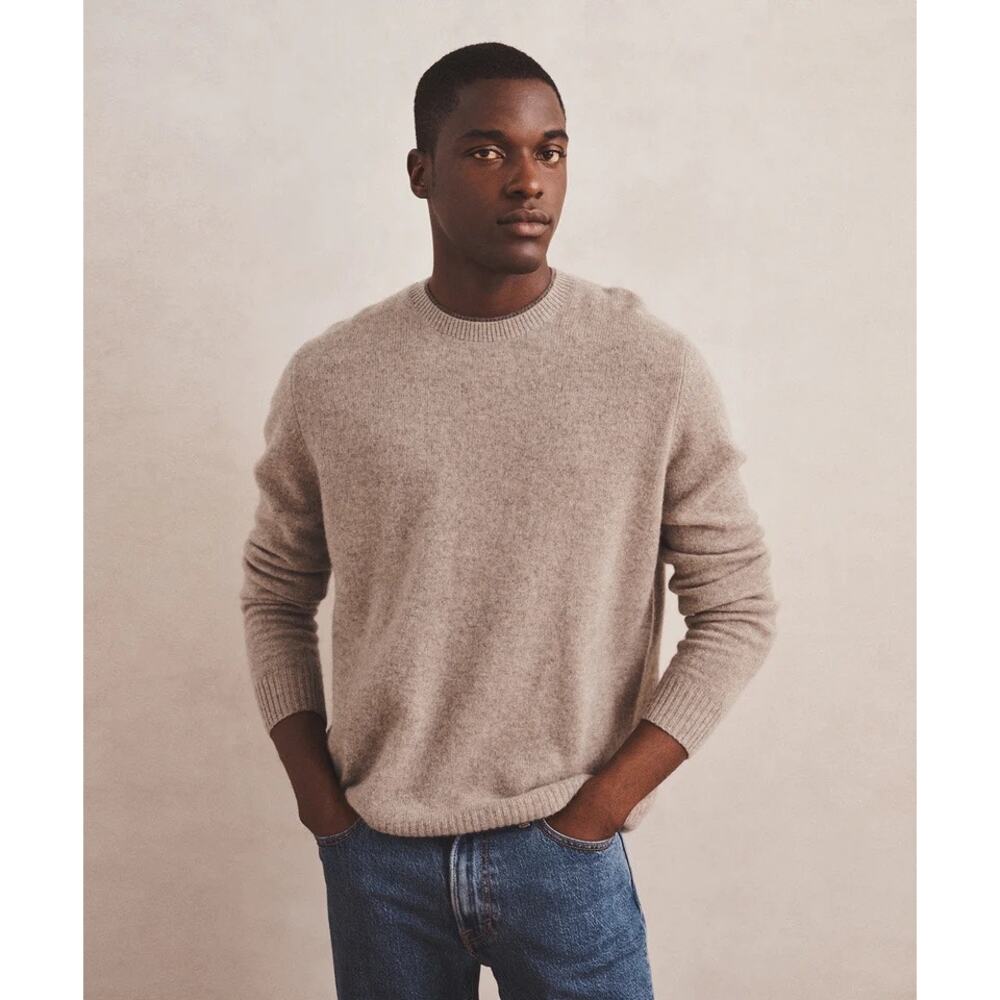 NAADAM (L) 100% Cashmere Crewneck Sweater Oatmeal Beige Quiet Luxury